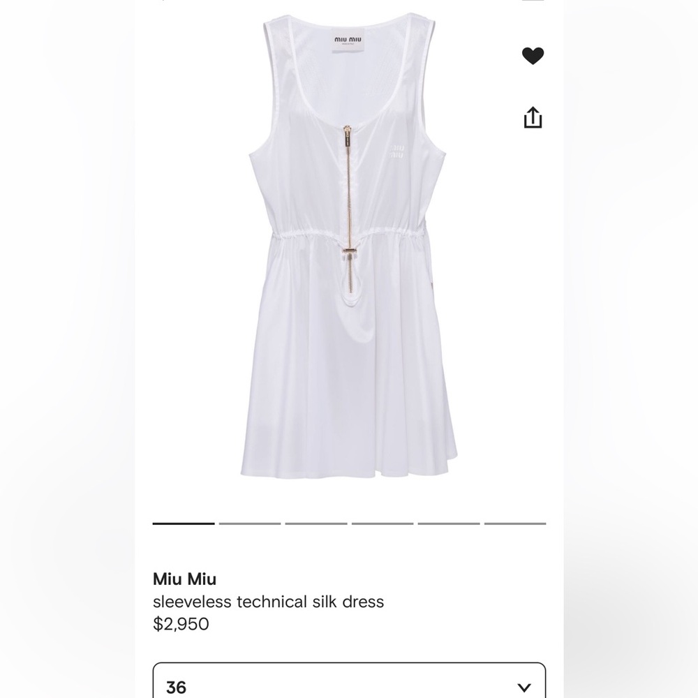 Miu Miu white sleeveless silk dress size 36 / XS